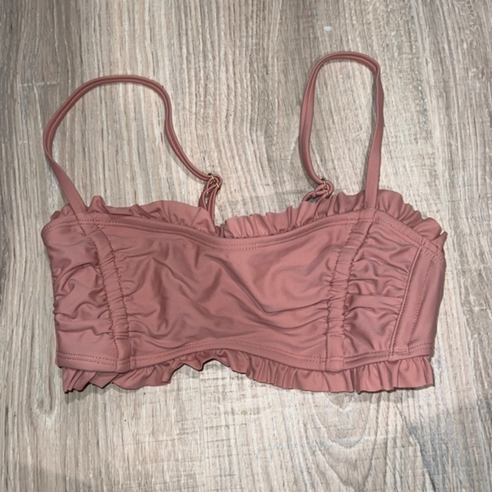 Bikini top blush pink‎ lettuce trim brand new
